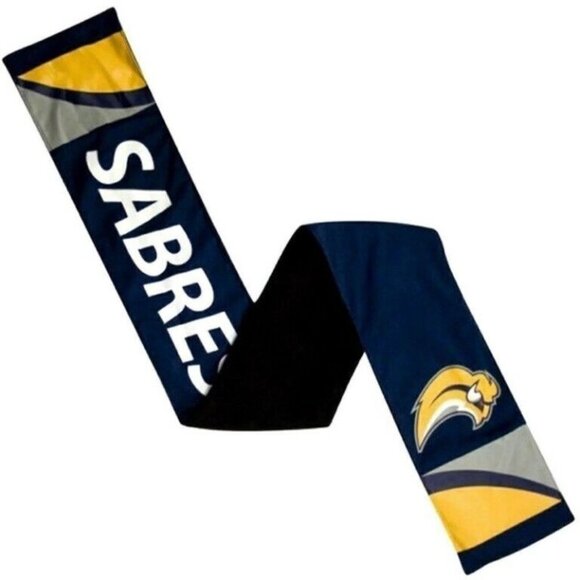 NHL Buffalo Sabres Jersey Fleece Lined Scarf Hidden Zip Pocket Game Day Blue - Picture 1 of 3